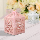 Love Heart Laser Cut Candy Chocolate Box Wedding Favor with Ribbon