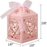 Love Heart Laser Cut Candy Chocolate Box Wedding Favor with Ribbon
