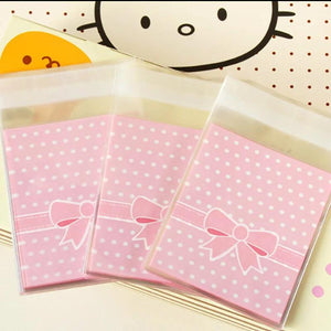 100PCS Bow Ziplock Gift Bag Cookie For Sweets Party Goodie Bags