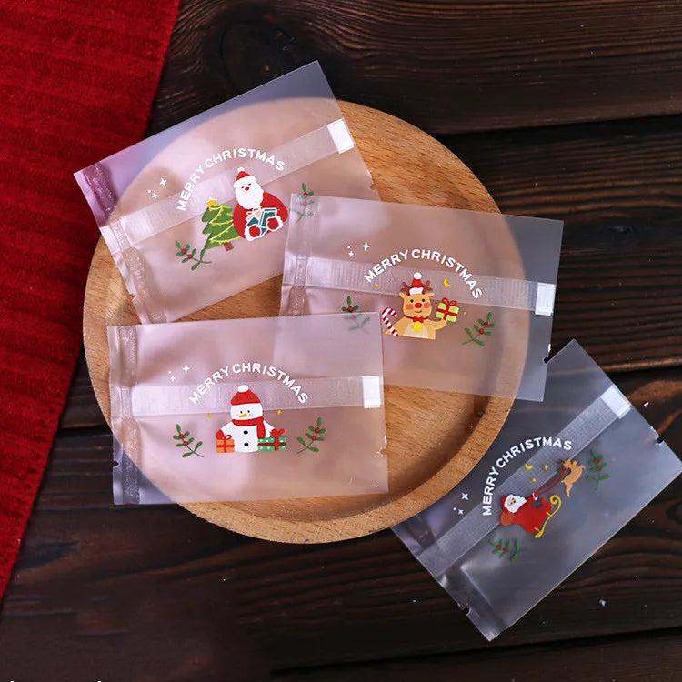 100pcs Christmas Cookie Hot Seal Bags For Nougat Candy Biscuit Packaging