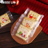 100pcs Christmas Cookie Hot Seal Bags For Nougat Candy Biscuit Packaging
