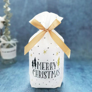10PCS New Year Christmas Gift Bag for Candy Cookies Packaging