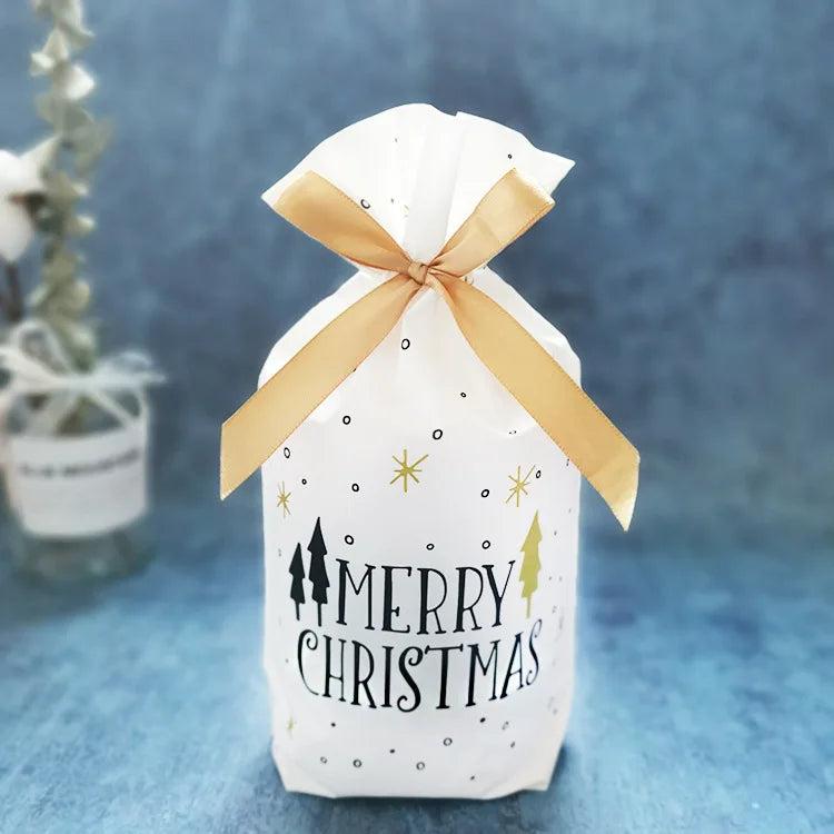 10PCS New Year Christmas Gift Bag for Candy Cookies Packaging