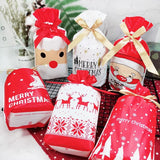 10PCS New Year Christmas Gift Bag for Candy Cookies Packaging