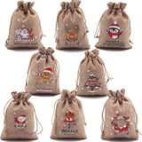 5Pcs Xmas Jute Bags 10x14/13x18cm Drawstring Pouches
