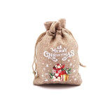 5Pcs Xmas Jute Bags 10x14/13x18cm Drawstring Pouches