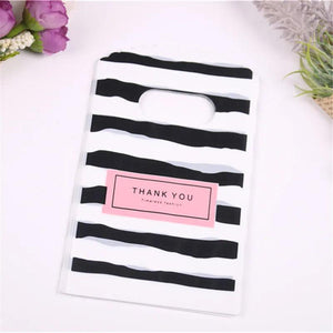 50pcs Black&White Striped Gift Packaging Bags Small Plastic Jewellery Pouches