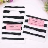 50pcs Black&White Striped Gift Packaging Bags Small Plastic Jewellery Pouches