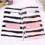 50pcs Black&White Striped Gift Packaging Bags Small Plastic Jewellery Pouches