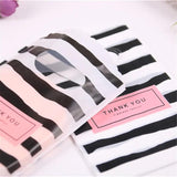50pcs Black&White Striped Gift Packaging Bags Small Plastic Jewellery Pouches