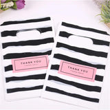 50pcs Black&White Striped Gift Packaging Bags Small Plastic Jewellery Pouches