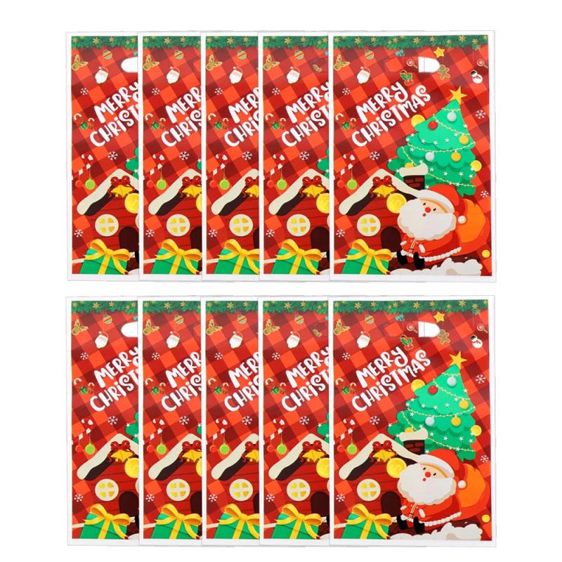 10PCS Christmas Gift Bags for Candy Cookie Snacks, Pearl Film Print