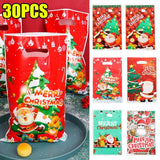 10PCS Christmas Gift Bags for Candy Cookie Snacks, Pearl Film Print