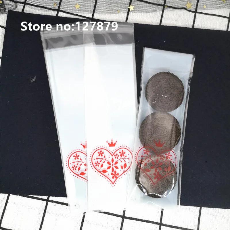 100pcs 6*18cm Finger Biscuit Cookie Bags Plastic Candy Gift Self Adhesive Bag