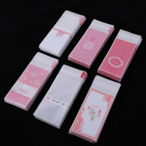 100pcs 5*10+3cm Plastic Cookie Packaging Cupcake Wrapper Bags Opp Self Adhesive