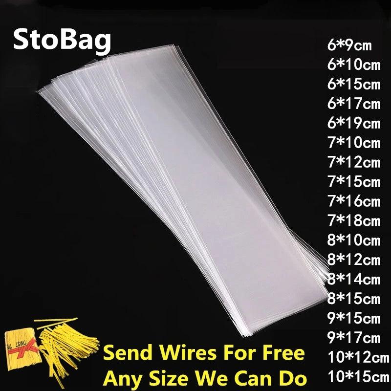 200 Small Long Clear Plastic Bags for Candy Cookie Gift Packaging