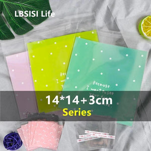 100pcs 14x14+3cm Big Cookie Candy Plastic Bags Self Adhesive Packaging