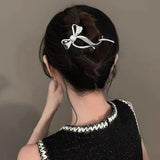 Alloy Bow Hair Claws Ponytail Buckle Retro Bun Hair Clip Hairpin Women Barrettes