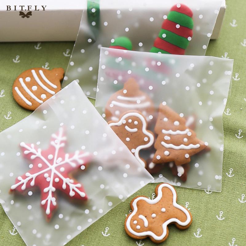 100Pcs Transparent Candy Cookie Plastic Bags Self Adhesive Wedding