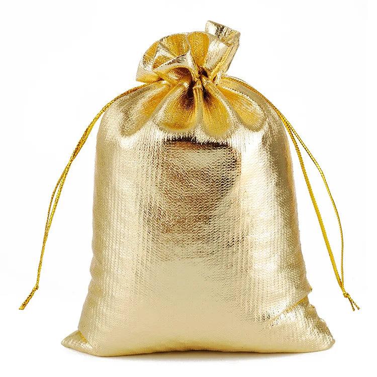 10pcs Gold/Silver Organza Gift Bags Drawstring Wedding Party Favor Candy Bag