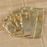 10pcs Gold/Silver Organza Gift Bags Drawstring Wedding Party Favor Candy Bag