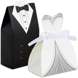 50pcs Bride Dress & Groom Tuxedo Wedding Favor Boxes Bridal Party Decorations