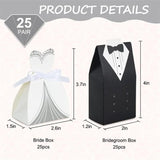 50pcs Bride Dress & Groom Tuxedo Wedding Favor Boxes Bridal Party Decorations