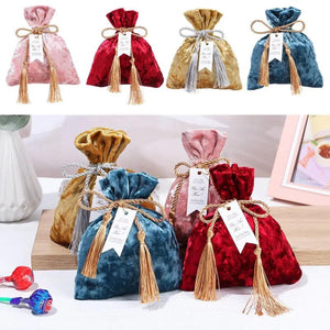 8pcs Velvet Candy Pouches Gift Bags Velvet Cloth Drawstring Tassel Bags