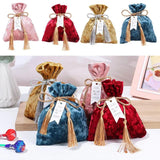 8pcs Velvet Candy Pouches Gift Bags Velvet Cloth Drawstring Tassel Bags