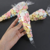 50Pcs Transparent OPP Plastic Bags Party Popcorn Candy Packaging Cone Storage