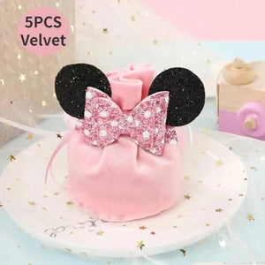 5 Velvet Cloth Drawstring Bags Party Favor Gift Bags