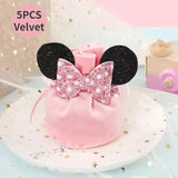 5 Velvet Cloth Drawstring Bags Party Favor Gift Bags