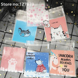 100pcs 7x7cm Cartoon Cat Bags Self-Adhesive Plastic Bags For Biscuits Candy Cake