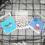 100pcs 7x7cm Cartoon Cat Bags Self-Adhesive Plastic Bags For Biscuits Candy Cake