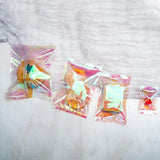 100Pcs Rainbow Transparent Laser Flat Pocket Baking Sealed Bags