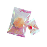 100Pcs Rainbow Transparent Laser Flat Pocket Baking Sealed Bags