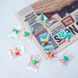 100Pcs Rainbow Transparent Laser Flat Pocket Baking Sealed Bags