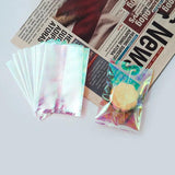 100Pcs Rainbow Transparent Laser Flat Pocket Baking Sealed Bags