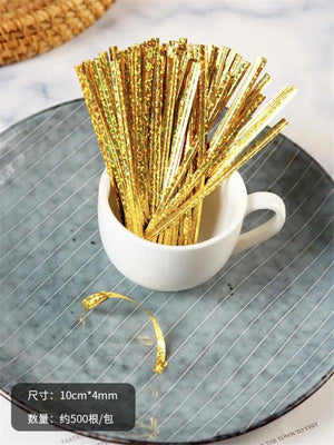 500Pcs Laser Wire Metallic Twist Ties DIY Lollipop Food Dessert Candy Sealing