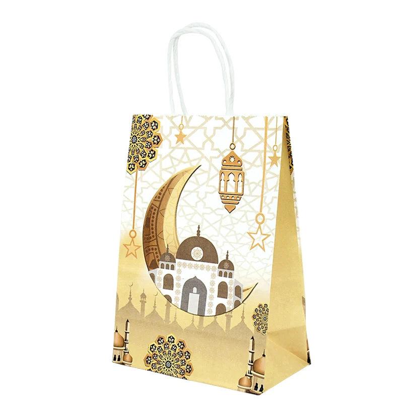 4Pcs EID Mubarak Paper Handle Bag Islamic Muslim Eid Al-fitr Party Favors Decor