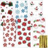 50pcs Christmas Candy Bags Self-adhesive Plastic Party Cookie Gift Dec