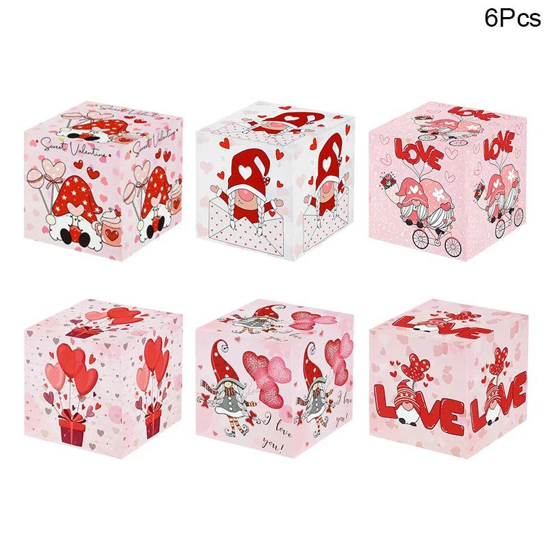 6pcs Red Love Cookies Candy Box Pink Valentines Chocolate Gift Packaging Box