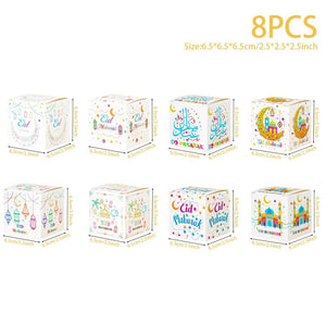 8pcs Eid Mubarak Gift Boxes Candy Cake Packaging Box
