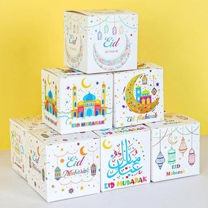 8pcs Eid Mubarak Gift Boxes Candy Cake Packaging Box