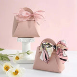 10PCS Pink Leather Gift Bags Wedding Favour Mini Handbag with Ribbon