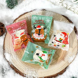 100pcs Christmas Candy Cookie Bags Cartoon Nougat Baking Packaging