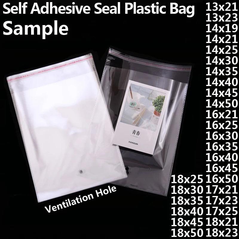 Clear Self-adhesive OPP Poly Plastic Bags Resealable Cello Bag