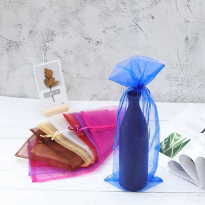 10Pcs 14*37CM Organza Wine Bottle Wedding Favor Bags