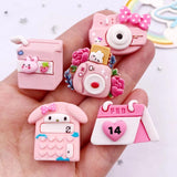 10Pcs Colorful Pink Rabbit Camera Milk Box Resin Flatback Figurines