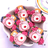 10Pcs Colorful Pink Rabbit Camera Milk Box Resin Flatback Figurines